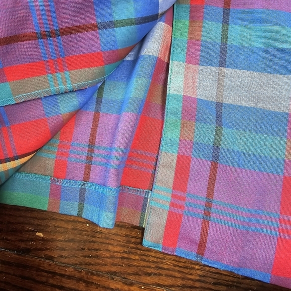 Vintage 80s 90s Blue Red Plaid Lightweight Plus Size Oversized Blazer - Picture 9 of 15